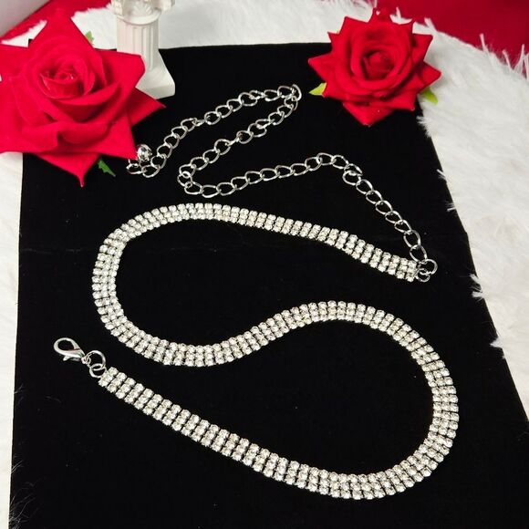 Silver Rhinestone Belt Bridal Fairy Prom Sparkle Statement Formal Festival Glam main image 10